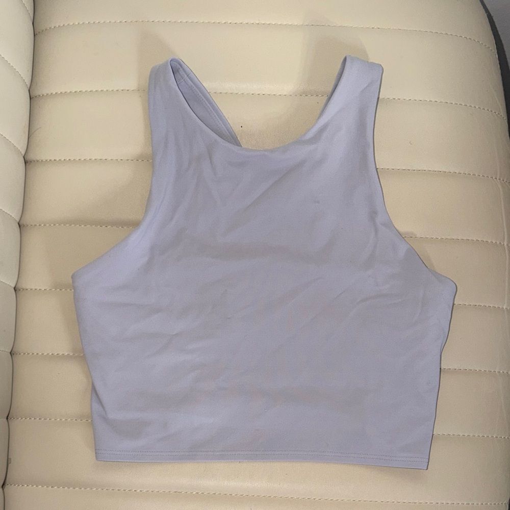 Athleta Light Gray High Neck Crop Tank Bra Small